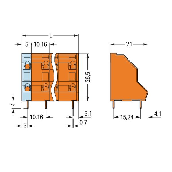 Double-deck PCB terminal block 2.5 mm² Pin spacing 10.16 mm orange image 3