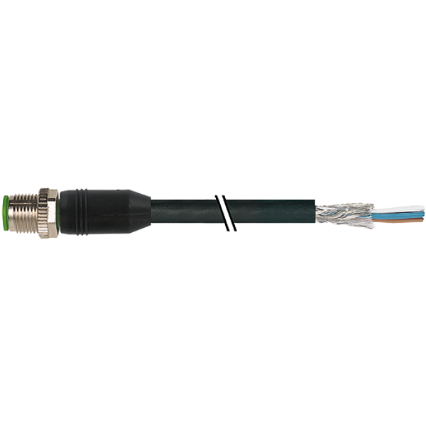 M12 male 0° A-cod. with cable RADOX EM 104 4x0.34 shielded bk 0.5m image 1