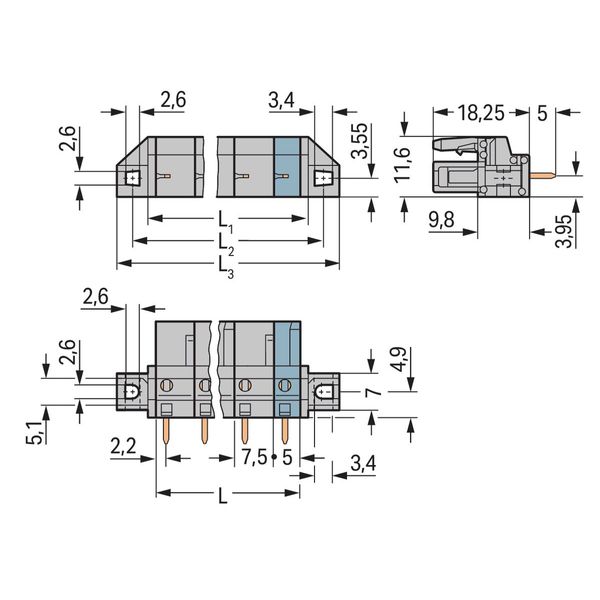 THT female header straight Pin spacing 7.5 mm gray image 2