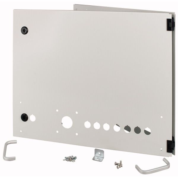 Opening metal front plate for drawer, NZM, closed, H=450mm, IP55, grey image 1