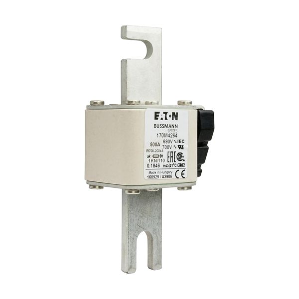 Fuse-link, high speed, 500 A, AC 690 V, DIN 1, 53 x 69 x 138 mm, aR, DIN, IEC, single indicator image 11