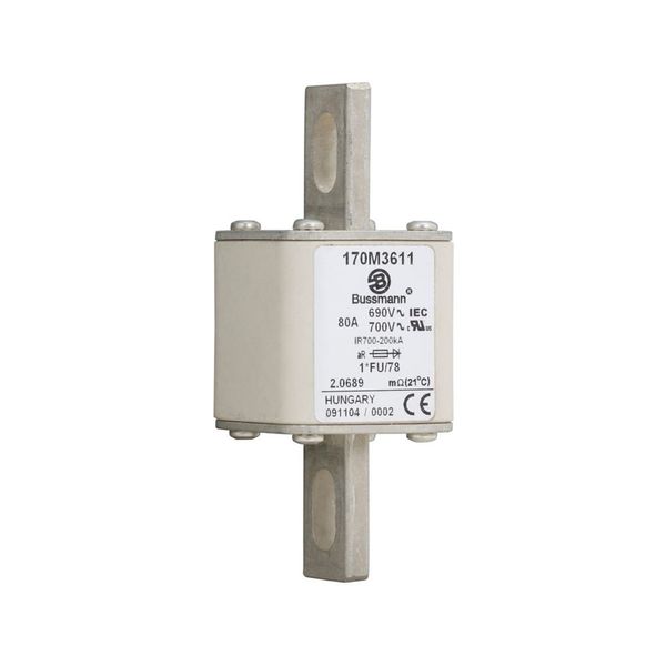 Fuse-link, high speed, 80 A, AC 690 V, compact size 1, 45 x 45 x 110 mm, aR, IEC, UL image 11