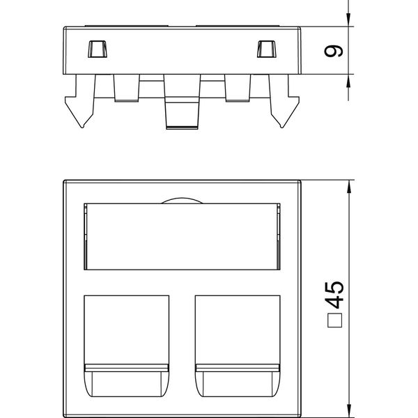 DTG-2B AL1 Data technology support f. 2 connection modules type B 45x45mm image 2