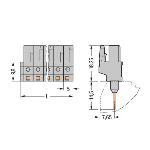 Female connector for rail-mount terminal blocks 0.6 x 1 mm pins straig image 3