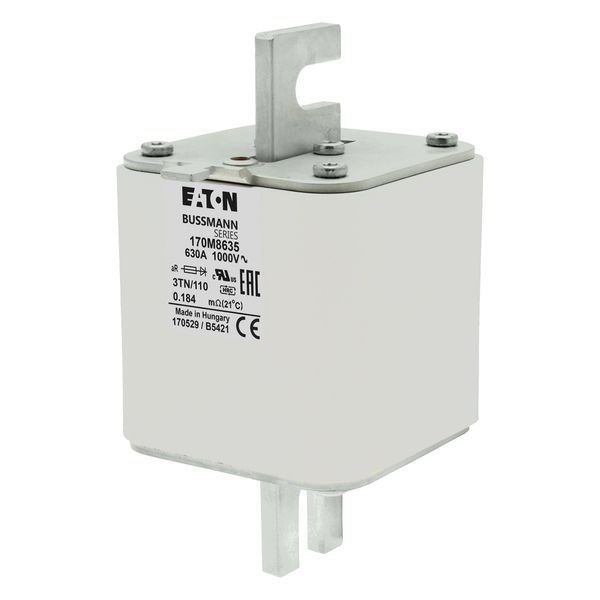 Fuse-link, high speed, 630 A, AC 1000 V, DIN 3, 74 x 90 x 139 mm, aR, DIN, IEC, single indicator image 7