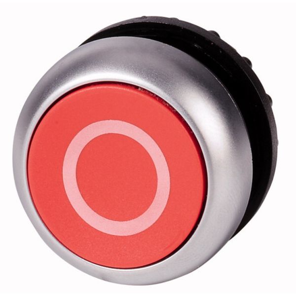 Pushbutton, RMQ-Titan, Flat, momentary, red, inscribed, Bezel: titanium image 1