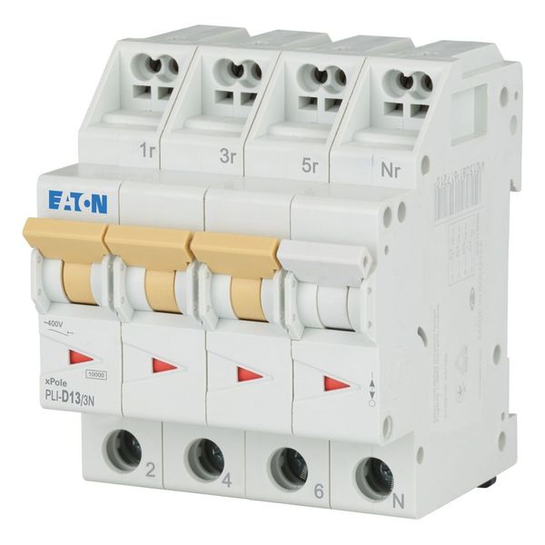 Miniature circuit breaker (MCB) with plug-in terminal, 13 A, 3p+N, characteristic: D image 1