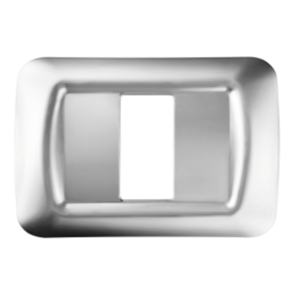 TOP SYSTEM PLATE - IN TECHNOPOLYMER GLOSS FINISH - 1 GANG - SOFT CHROME - SYSTEM image 1
