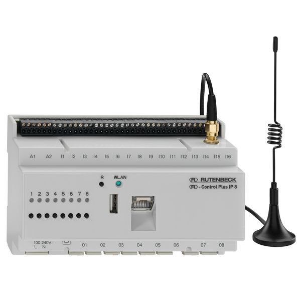 R-Control Plus IP 8, with network connection and integrated WLAN access point, in REG housing (8TE) image 1