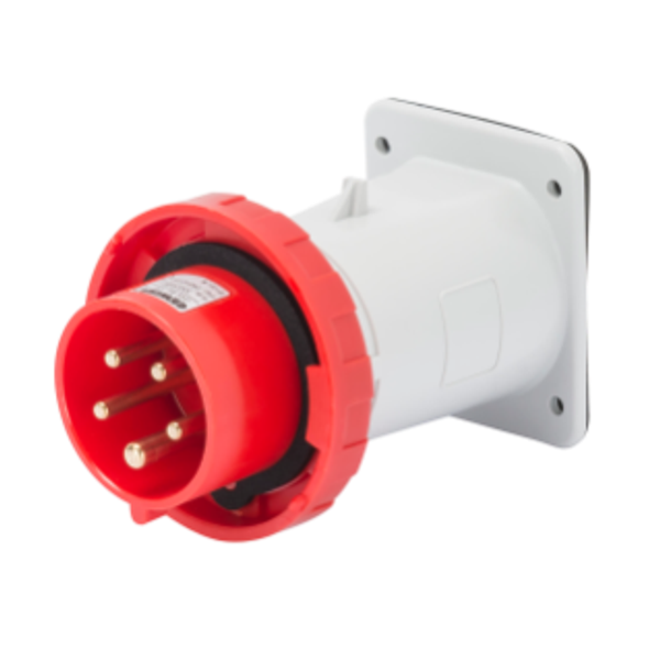 STRAIGHT FLUSH MOUNTING INLET - IP67 - 3P+N+E 16A 380-415V 50/60HZ - RED - 6H - SCREW WIRING image 1