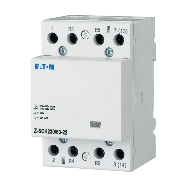 Installation contactor, 230VAC/50Hz, 2N/O+2N/C, 63A, 3HP image 2