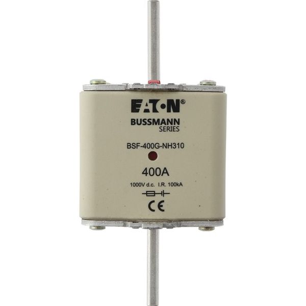 Fuse-link, high speed, 400 A, DC 1000 V, NH3, 71 x 76 x 150 mm, gBat, IEC, blade connection image 1