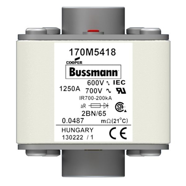 Fuse-link, high speed, 350 A, AC 1250 V, size 2, 61 x 77 x 81 mm, aR, IEC, UL, single indicator image 8