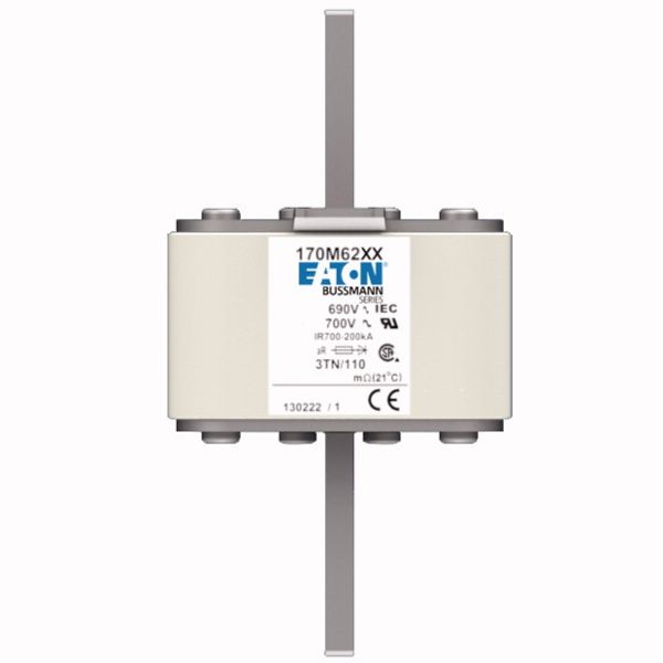 Fuse-link, high speed, 550 A, AC 690 V, DIN 3, 76 x 90 x 139 mm, aR, DIN, IEC, type T indicator image 1