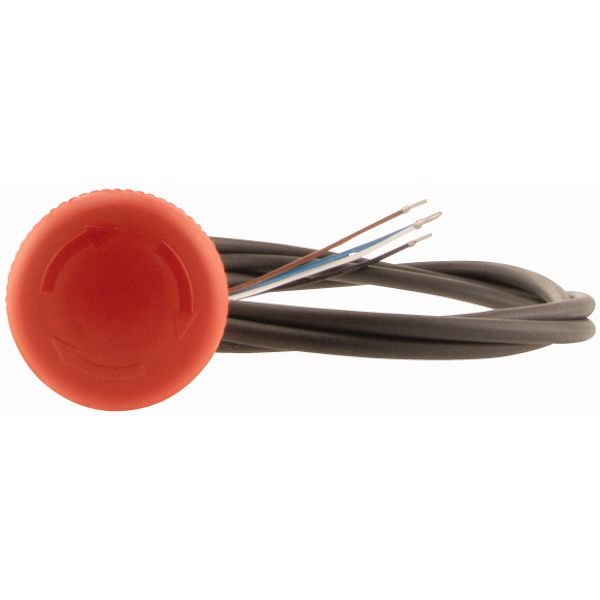 Emergency stop/emergency switching off pushbutton, Mushroom-shaped, 38 mm, Turn-to-release function, 2 NC, Cable (black) with non-terminated end, 4 po image 2