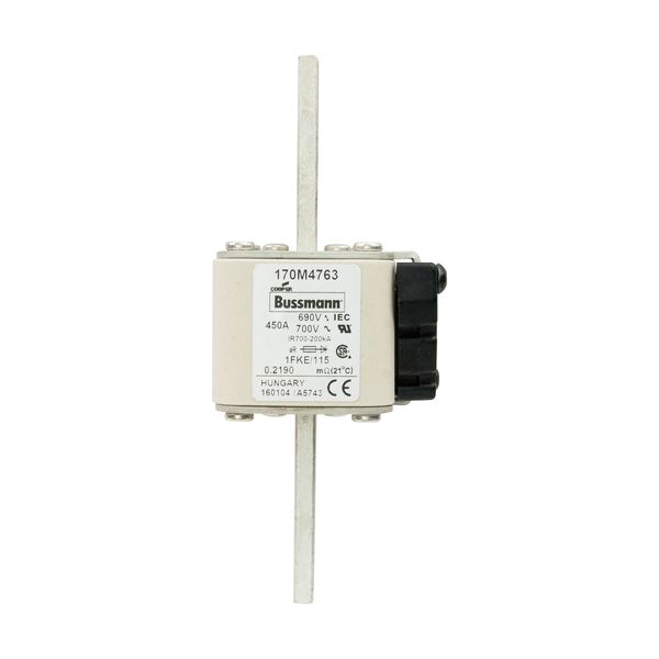 Fuse-link, high speed, 450 A, AC 690 V, size 1, 53 x 69 x 136 mm, aR, IEC, UL, single indicator image 11