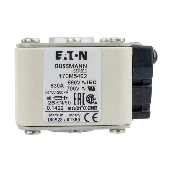 Fuse-link, high speed, 630 A, AC 690 V, size 2, aR, IEC, UL, single indicator image 13