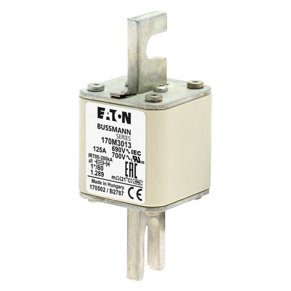 Fuse-link, high speed, 125 A, AC 690 V, compact DIN 1, 45 x 45 x 104 mm, aR, DIN, IEC, single indicator image 2