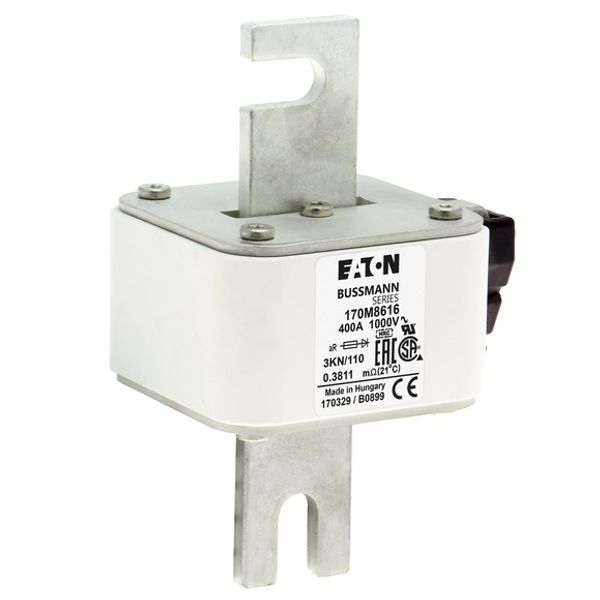 Fuse-link, high speed, 400 A, AC 1000 V, DIN 3, 74 x 92 x 138 mm, aR, DIN, IEC, single indicator image 5