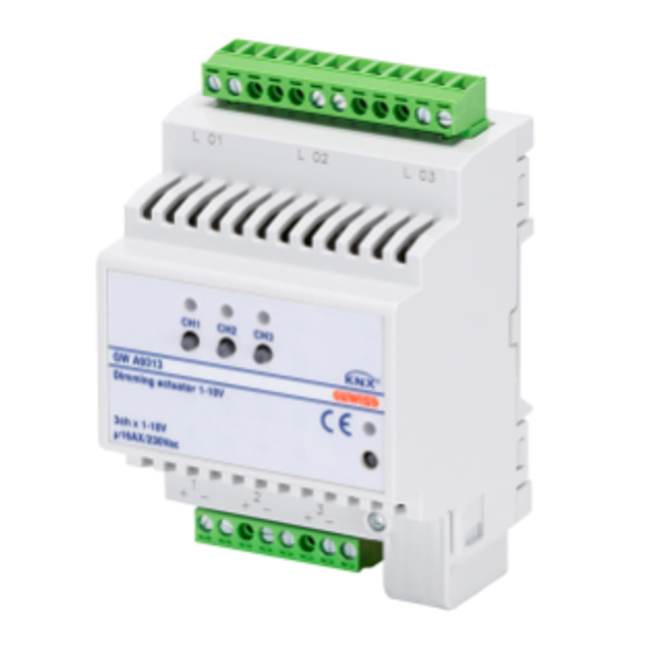 DIMMER ACTUATOR FOR ELECTRONIC BALLAST - 3 CHANNELS - 16AX - KNX - IP20 - 4 MODULES - DIN RAIL MOUNTING image 1
