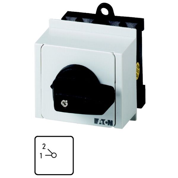 Step switches, T0, 20 A, service distribution board mounting, 3 contact unit(s), Contacts: 6, 45 °, maintained, Without 0 (Off) position, 1-2, Design image 1