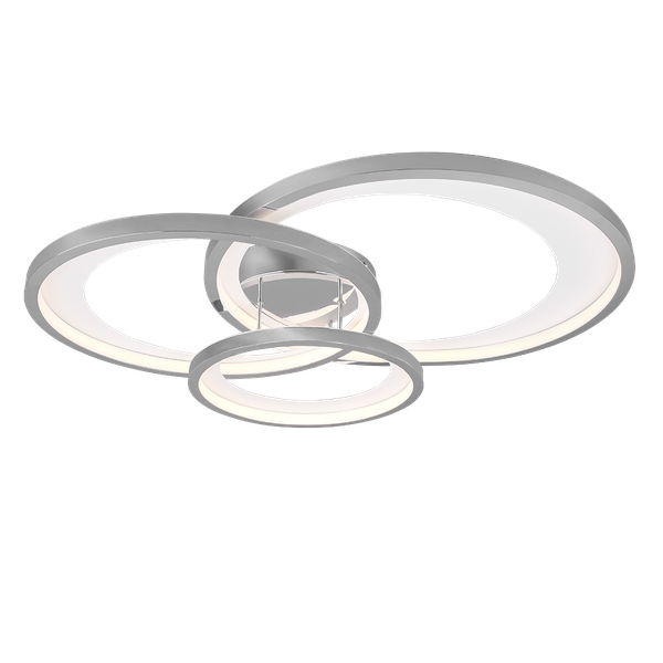 Granada LED ceiling lamp 3-pc matt white/chrome image 1