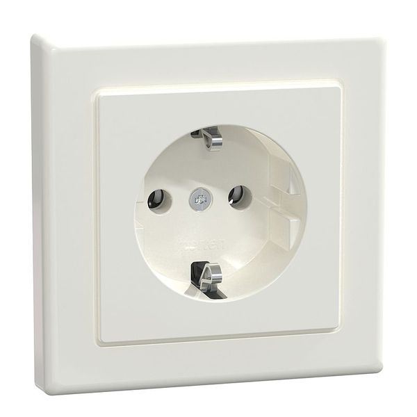 SCHUKO socket outlet with full cover plate, screw lift terminals, polar white glossy, M-SMART image 1