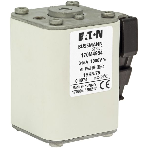 Fuse-link, high speed, 315 A, AC 1000 V, size 1, 52 x 69 x 74 mm, aR, IEC, UL, single indicator image 10