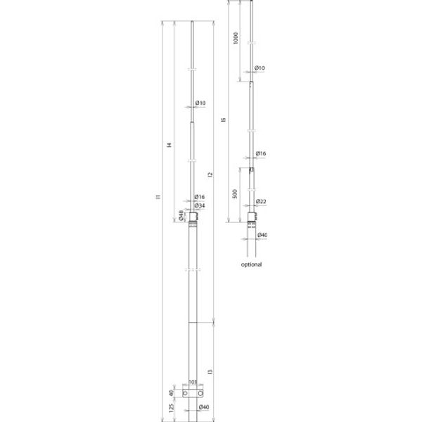 Air-term. rod D 40/22/16/10mm Al L 4500 mm with earthing clamp and KS  image 2