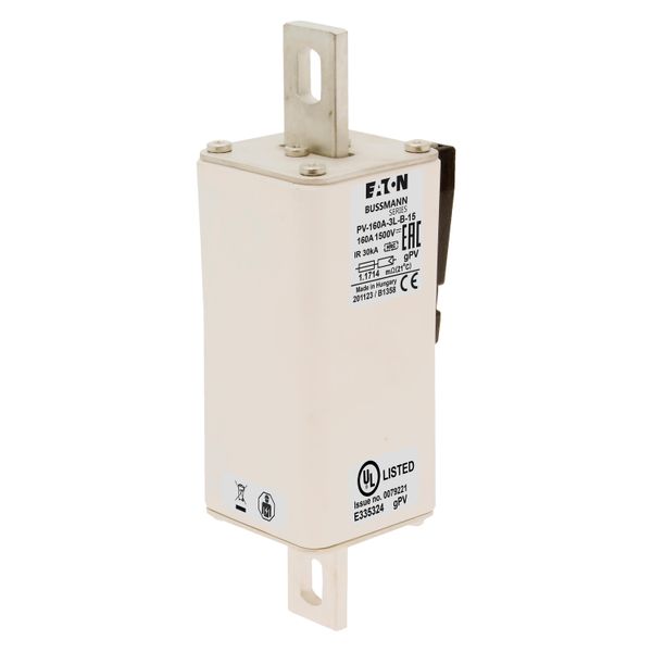 Fuse-link, high speed, 160 A, DC 1500 V, 2XL, 60 x 205 mm, gPV, IEC, UL, with indicator, bolt-in, revised bolting pattern image 24