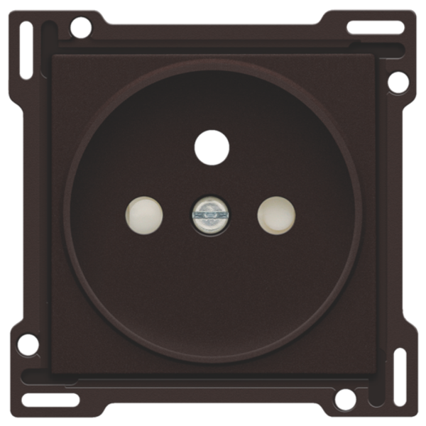 Finishing set for socket outlet with pin earthing and shutters, flush-mounting depth 21 mm, dark brown coated image 1