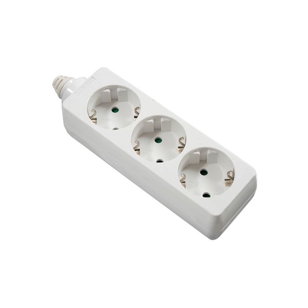 '3 way socket outlet white, 1,4m H05VV-F 3G1,5 with surge protection' image 1