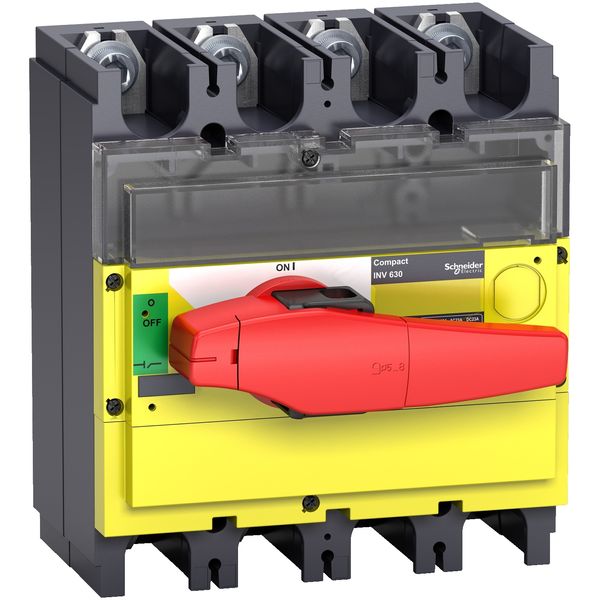switch disconnector, Compact INV400, visible break, 400 A, with red rotary handle and yellow front, 4 poles image 3