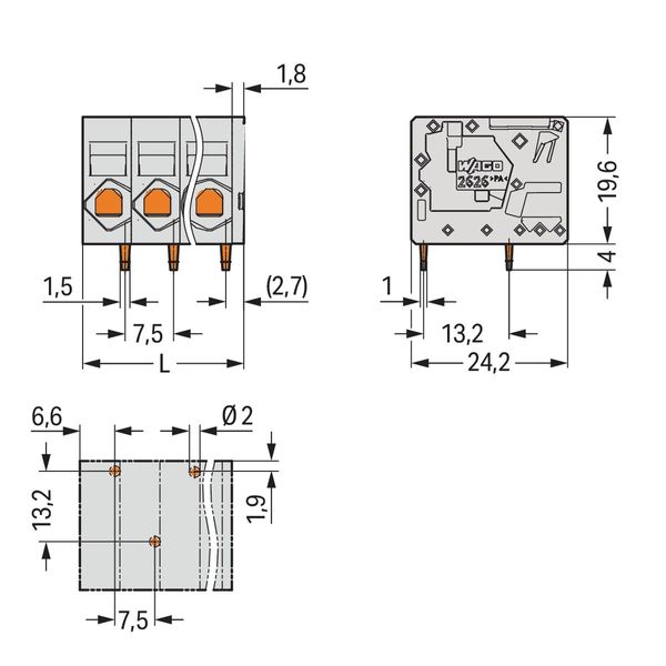 PCB terminal block 6 mm² Pin spacing 7.5 mm gray image 3