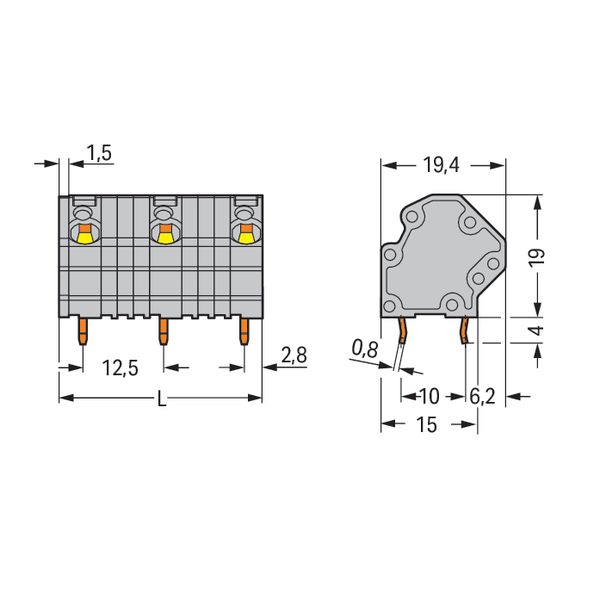 PCB terminal block 4 mm² Pin spacing 12.5 mm gray image 4