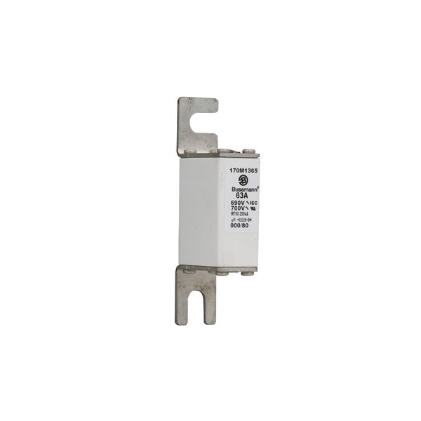 Fuse-link, high speed, 63 A, AC 690 V, DIN 000, 21 x 40 x 100 mm, gR, DIN, IEC, single indicator image 10