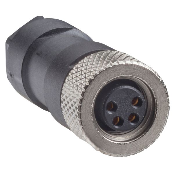 Female, M8, 4 pin, straight connector, cable gland M9.5 x 1 image 1