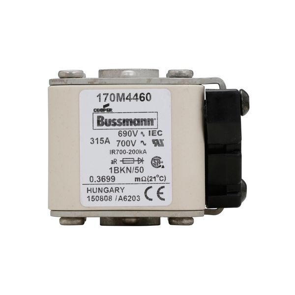 Fuse-link, high speed, 315 A, AC 690 V, size 1, 53 x 69 x 51 mm, aR, IEC, UL, type K indicator, flush end, M8 image 13