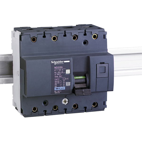 Miniature circuit-breaker, Acti9 NG125N, 3P+N, 125 A, C curve, 25 kA (IEC 60947-2) image 4