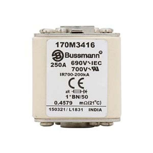 Fuse-link, high speed, 63 A, AC 1250 V, compact size 1, 45 x 59 x 81 mm, aR, IEC, UL, type K indicator, flush end, M8 image 5