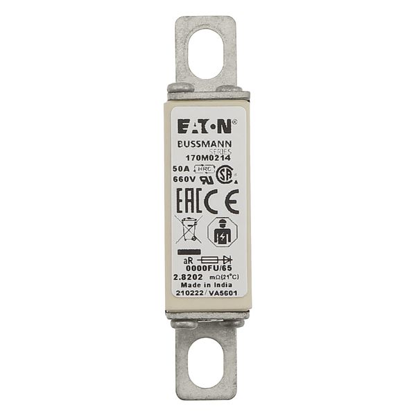 Fuse-link, high speed, 50 A, AC 660 V, size 0000, 18 x 19 x 80 mm, aR, UL image 24