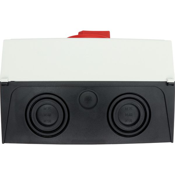 Main switch, P3, 100 A, surface mounting, 3 pole + N, 1 N/O, 1 N/C, Emergency switching off function, With red rotary handle and yellow locking ring, image 50