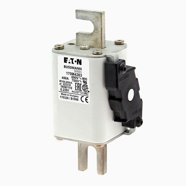 Fuse-link, high speed, 450 A, AC 690 V, DIN 1, 53 x 69 x 138 mm, aR, DIN, IEC, single indicator image 3