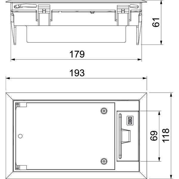 GES2 DB 9011 Service outlet for raised floor mounting 192x118x91 image 2