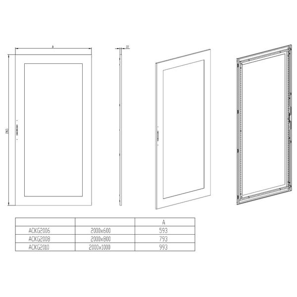 Glazed door for 1 door enclosure H=2000 W=1000 mm image 3