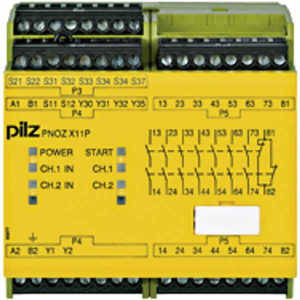 PNOZ X11P 110-120VAC 24VDC 7n/o 1n/c 2so image 1