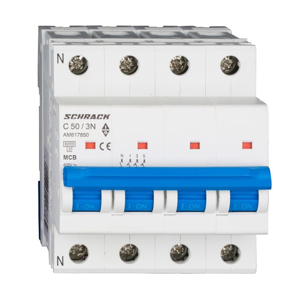 Miniature Circuit Breaker (MCB) AMPARO 6kA, C 50A, 3+N image 2