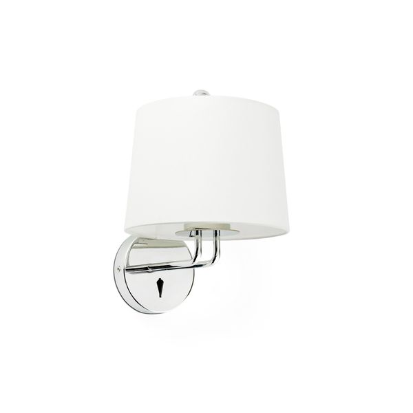 MONTREAL CHROME WALL LAMP WHITE LAMPSHADE image 1