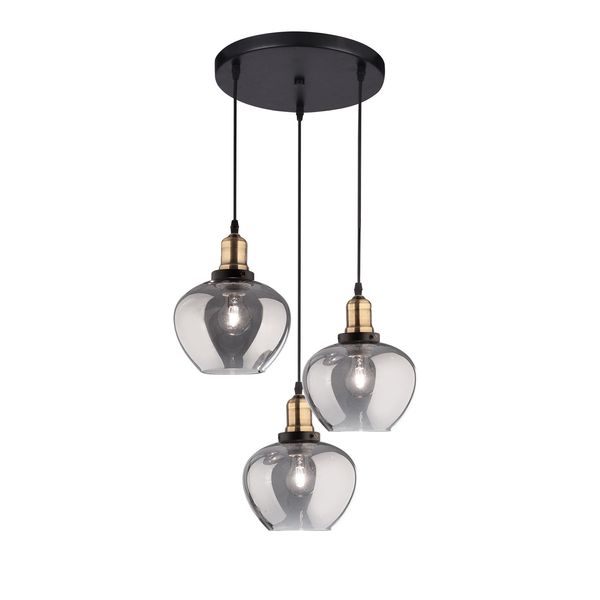 Smoky Glass   Bronze & Black Metal   LED E27 3x12 Watt 230 Volt  IP20 Bulb Excluded  D: 35 H: 130 cm Adjustable height image 1