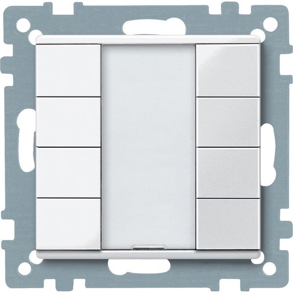 Push-button, 4-gang plus, polar white, glossy, System M image 1